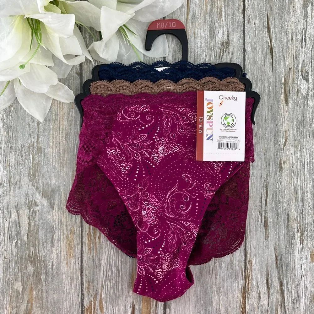 Women's Microfiber & Lace Hipster Panties, 3-Pack, Size M